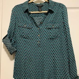 Silk roll tab dress blouse